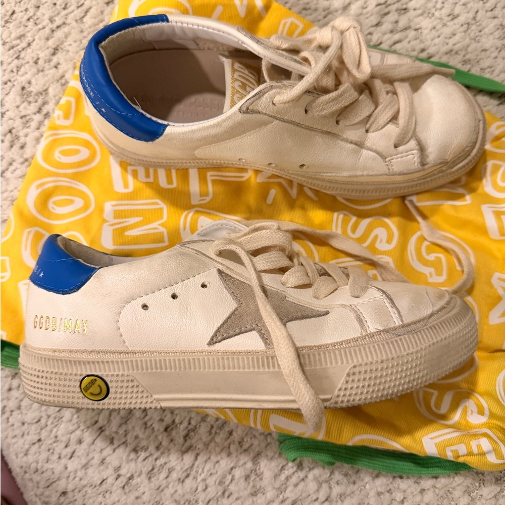 Golden Goose Kids' White and Blue Sneakers